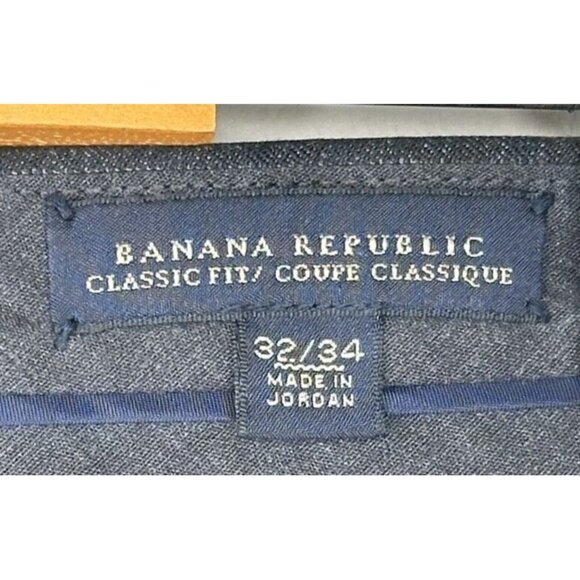 Banana Republic Mens Wool Dress Pants Classic Fit Charcoal Striped 34x33 - Picture 7 of 12